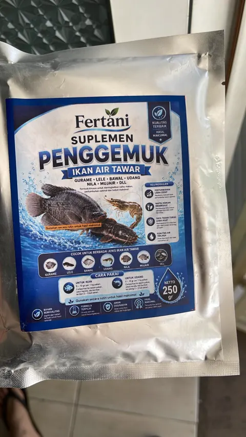 Kemasan Fertani Suplemen Penggemuk Ikan Air Tawar 250 gram